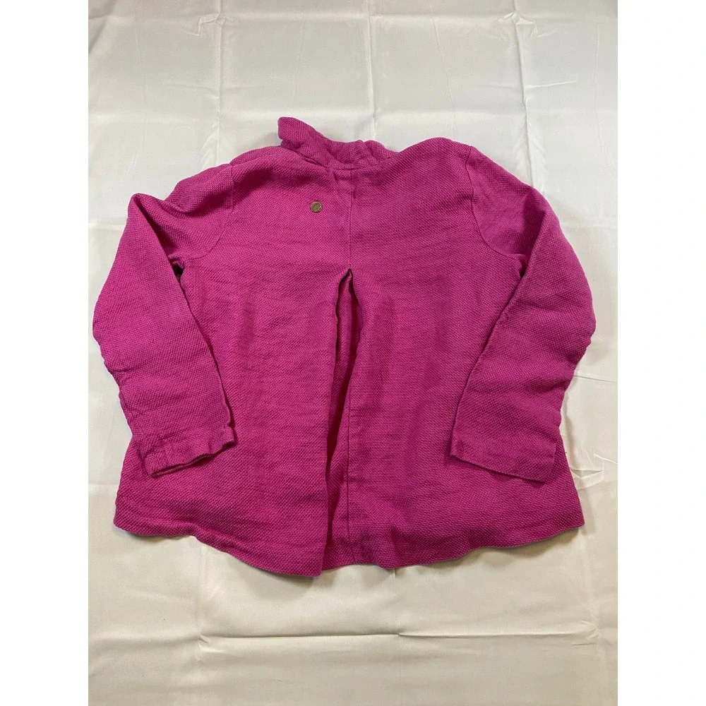 EILEEN FISHER Pink Textured Knit Open‎ Front Collarless Jacket Cardigan M